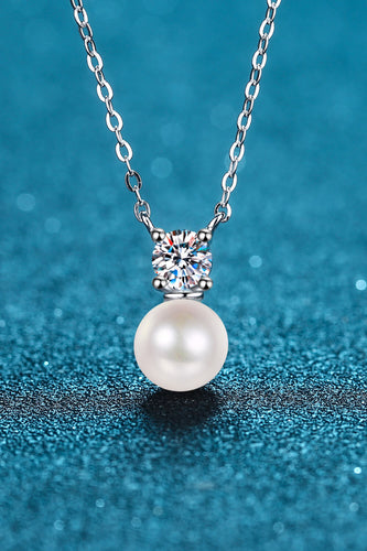 Darling 925 Sterling Silver Freshwater Pearl Moissanite Necklace