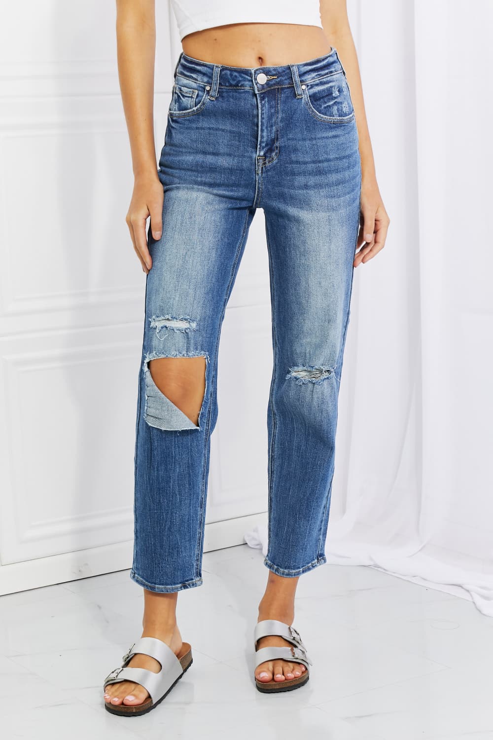 RISEN Full Size Emily High Rise Relaxed Jeans –